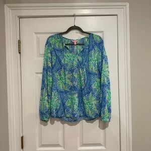 Lilly Pulitzer Vibrant Blue and Green Blouse